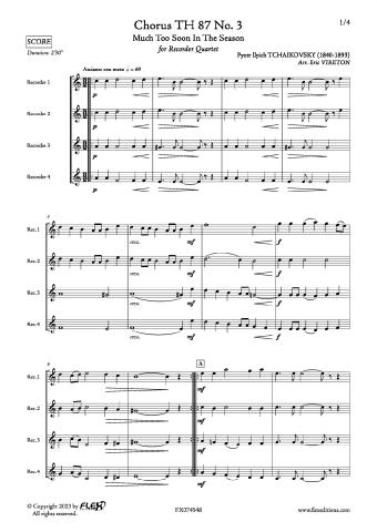 Chorus TH 87 No. 3 - P. I. TCHAIKOVSKY - <font color=#666666>Recorder Quartet</font>