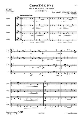 Chorus TH 87 No. 3 - P. I. TCHAIKOVSKY - <font color=#666666>Violin Quartet</font>