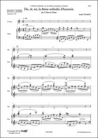 Do, ré, mi, la 6ème mélodie d'Antonin - A. TELMAN - <font color=#666666>F Horn and Piano</font>