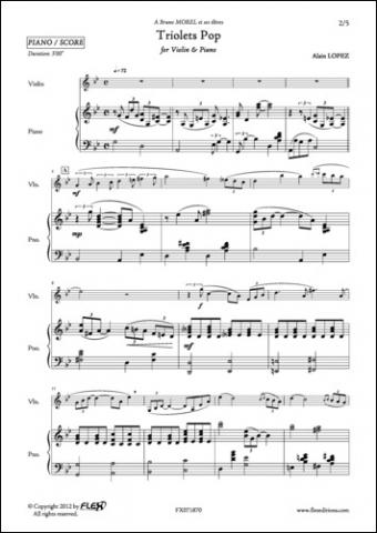 Triolets Pop - A. LOPEZ - <font color=#666666>Violin and Piano</font>