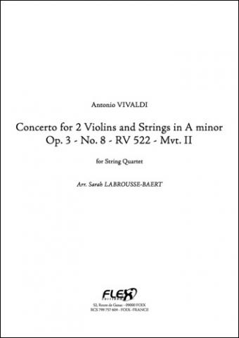 Concerto for 2 Violins and Strings in A minor Op. 3 No. 8 RV 522 Mvt. II - A. VIVALDI - <font color=#666666>String Quartet</font>