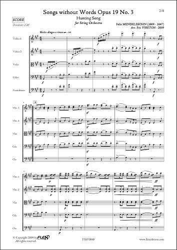 Songs without Words Opus 19 No. 3 - F. MENDELSSOHN - <font color=#666666>String Orchestra</font>