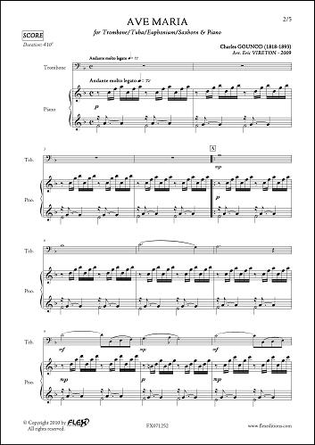 Ave Maria - C. GOUNOD - <font color=#666666>Trombone ou Euphonium ou Tuba & Piano</font>