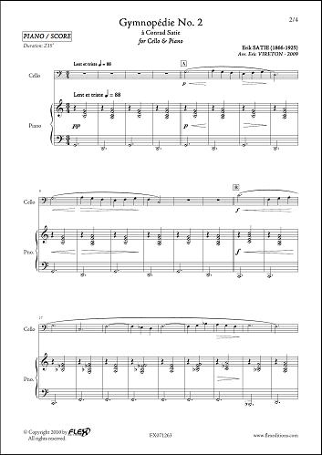 Gymnopédie No. 2 - E. SATIE - <font color=#666666>Violoncelle & Piano</font>