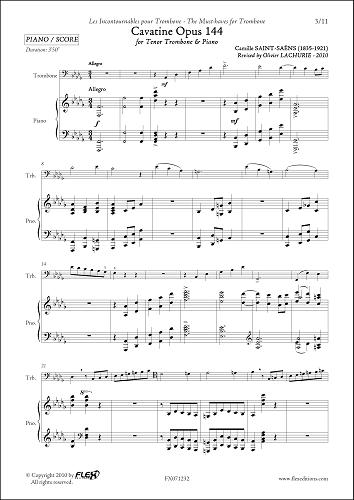 Cavatine Opus 144 -  C. Saint-Saëns - <font color=#666666>Trombone & Piano</font>