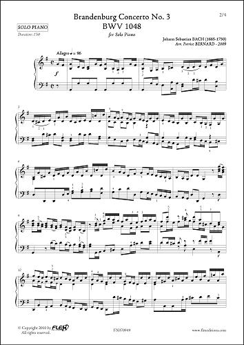 Concerto Brandebourgeois No. 3 - BWV 1048 - J.S. BACH -  <font color=#666666>Piano Solo</font>