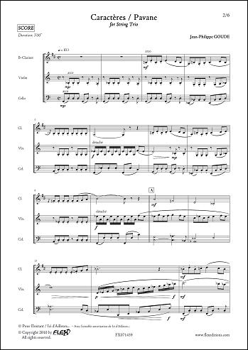 Caractères - Pavane - J.-P. GOUDE - <font color=#666666>Clarinet and String Duet</font>