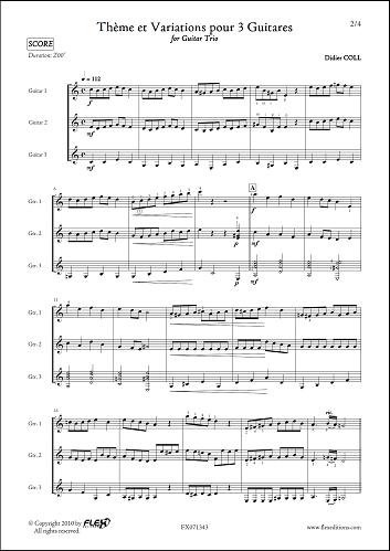 Theme and Variations - D. COLL -  <font color=#666666>Guitar Trio</font>