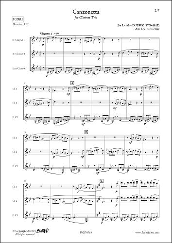 Canzonetta - J.L. DUSSEK - <font color=#666666>Trio de Clarinettes</font>