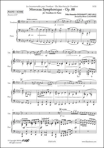 Morceau Symphonique Opus 88 -  F.A. GUILMANT - <font color=#666666>Trombone & Piano</font>