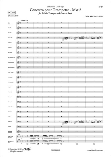 Concerto pour Trompette - Mvt 2 - G. ARCENS - <font color=#666666>Orchestre d'Harmonie & Trompette Solo</font>