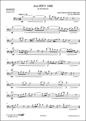 Aria BWV 1068 - J. S. BACH - <font color=#666666>Basson Solo</font>