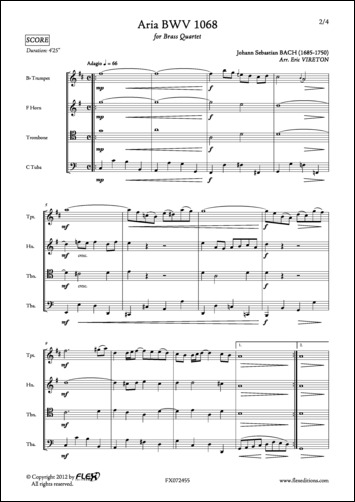 Aria BWV 1068 - J. S. BACH - <font color=#666666>Brass Quartet</font>