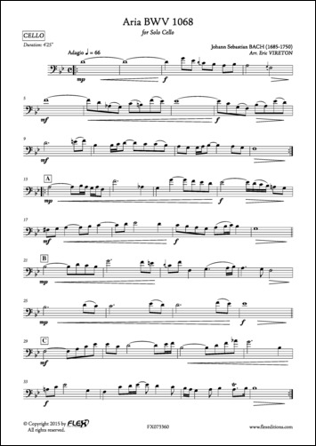 Aria BWV 1068 - J. S. BACH - <font color=#666666>Solo Cello</font>