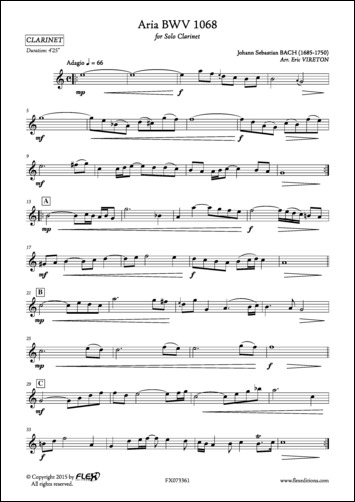 Aria BWV 1068 - J. S. BACH - <font color=#666666>Clarinette Solo</font>