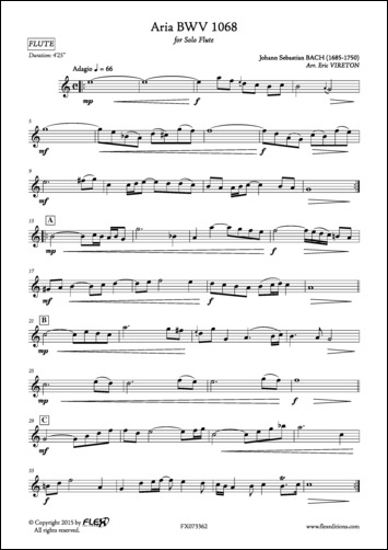 Aria BWV 1068 - J. S. BACH - <font color=#666666>Solo Flute</font>