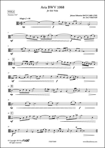 Aria BWV 1068 - J. S. BACH - <font color=#666666>Violon Alto Solo</font>