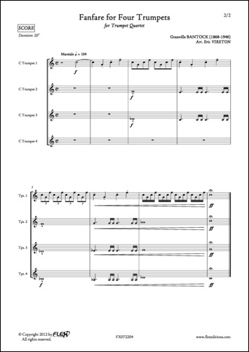 Fanfare pour Quatre Trompettes - G. BANTOCK - <font color=#666666>Quatuor de Trompettes</font>