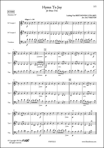 Hymne à la Joie - L. van BEETHOVEN - <font color=#666666>Trio de Cuivres</font>