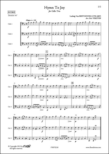 Hymn To Joy - L. van BEETHOVEN - <font color=#666666>Cello Trio</font>