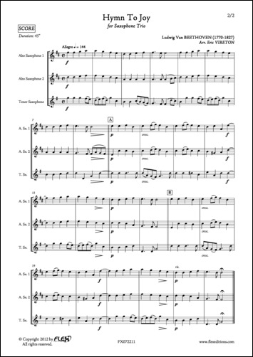 Hymne à la Joie - L. van BEETHOVEN - <font color=#666666>Trio de Saxophones</font>