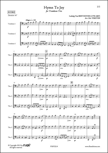 Hymne à la Joie - L. van BEETHOVEN - <font color=#666666>Trio de Trombones</font>