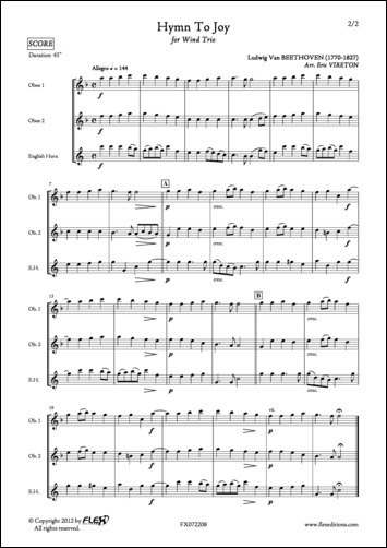 Hymn To Joy - L. van BEETHOVEN - <font color=#666666>Wind Trio</font>
