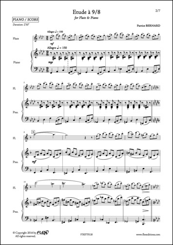 Etude à 9/8 - P. BERNARD - <font color=#666666>Flute and Piano</font>