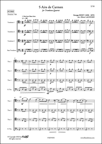 5 Airs from Carmen - G. BIZET - <font color=#666666>Trombone Quartet</font>
