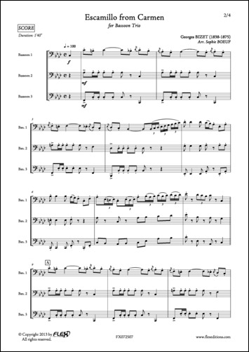 Escamillo from Carmen - G. BIZET - <font color=#666666>Bassoon Trio</font>