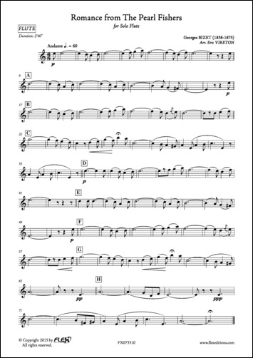Romance from The Pearl Fishers - G. BIZET - <font color=#666666>Solo Flute</font>