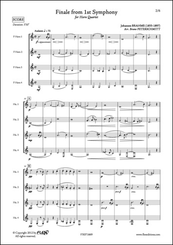 Finale de la 1ère Symphonie - J. BRAHMS - <font color=#666666>Quatuor de Cors</font>