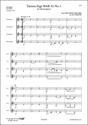 Tantum Ergo WAB. 41 No. 1 - A. BRUCKNER - <font color=#666666>Clarinet Quartet</font>