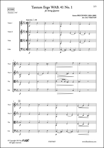 Tantum Ergo WAB. 41 No. 1 - A. BRUCKNER - <font color=#666666>String Quartet</font>