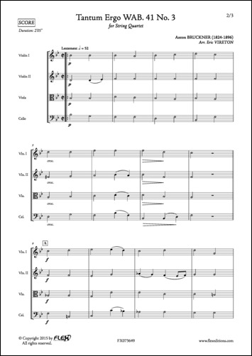 Tantum Ergo WAB. 41 No. 3 - A. BRUCKNER - <font color=#666666>String Quartet</font>