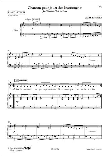 Chanson pour Jouer des Instruments - J.-M. MAURY - <font color=#666666>Children's Choir and Piano</font>