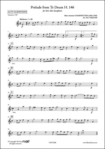 Prélude - extrait du Te Deum T. 146 - M. A. CHARPENTIER - <font color=#666666>Saxophone Alto Solo</font>