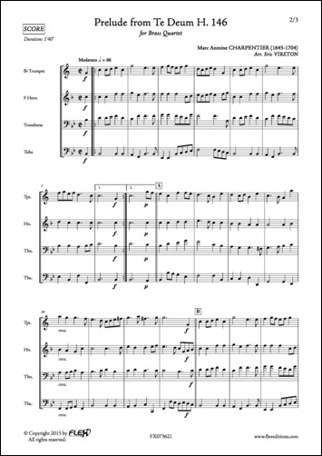 Prelude from Te Deum H. 146 - M. A. CHARPENTIER - <font color=#666666>Brass Quartet</font>