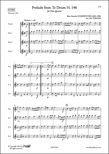 Prelude extrait du Te Deum H. 146 - M. A. CHARPENTIER - <font color=#666666>Quatuor de Flûtes</font>