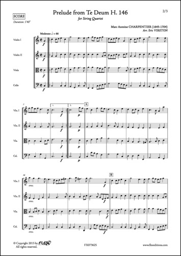 Prelude from Te Deum H. 146 - M. A. CHARPENTIER - <font color=#666666>String Quartet</font>