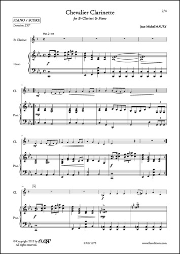 J.-M. MAURY - Chevalier Clarinette - Partition pour Clarinette et