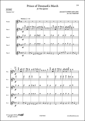 Prince of Denmark's March - J. CLARKE - <font color=#666666>Flute Quintet</font>