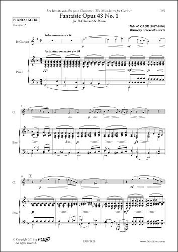 Fantaisie Opus 43 No. 1 - N. GADE - <font color=#666666>Clarinette et Piano</font>