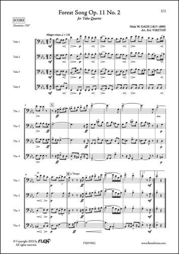 Forest Song Op. 11 No. 2 - N. GADE - <font color=#666666>Tuba Quartet</font>