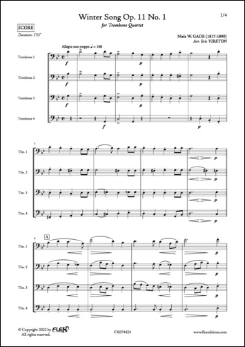 Chanson d'Hiver Op. 11 No. 1 - N. GADE - <font color=#666666>Quatuor de Trombones</font>