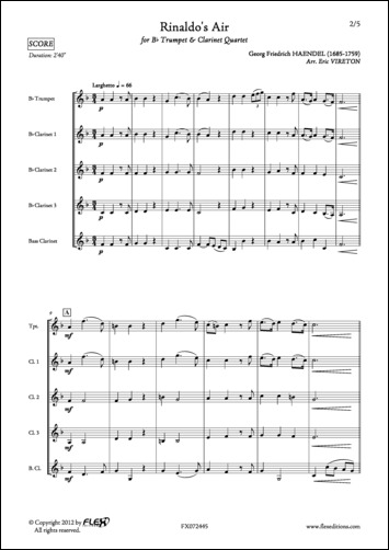 Rinaldo's Air - G. F. HAENDEL - <font color=#666666>Trumpet and Clarinet Quartet</font>