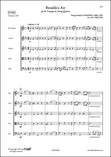Rinaldo's Air - G. F. HAENDEL - <font color=#666666>Trumpet and String Quartet</font>