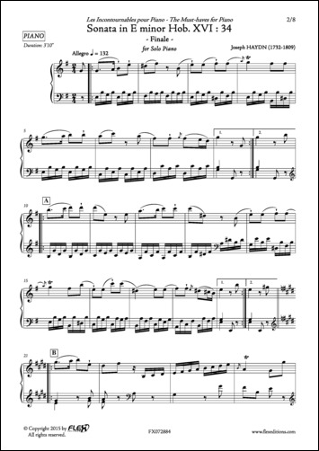 Sonate en Mi mineur Hob. XVI:34 - Final - J. HAYDN - <font color=#666666>Piano Solo</font>
