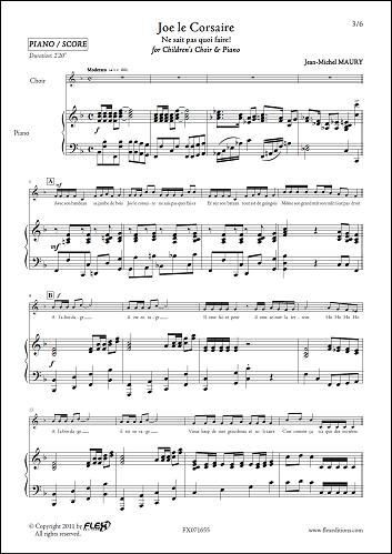 Joe le Corsaire - J.-M. MAURY - <font color=#666666>Children's Choir and Piano</font>