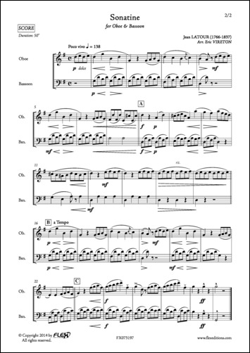 Sonatine - J. LATOUR - <font color=#666666>Oboe and Bassoon Duet</font>